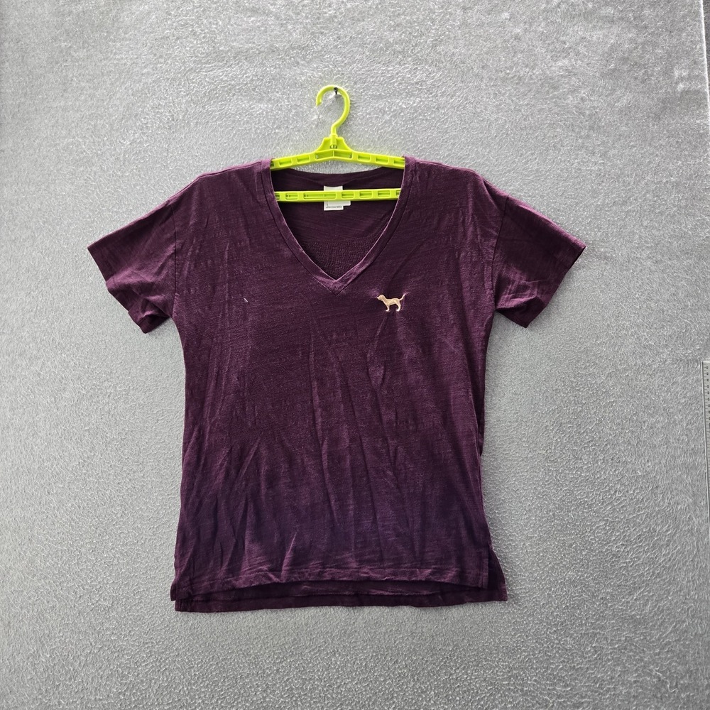 Victoria's Secret PINK Women Shirt M Purple Dog Sequins Bling